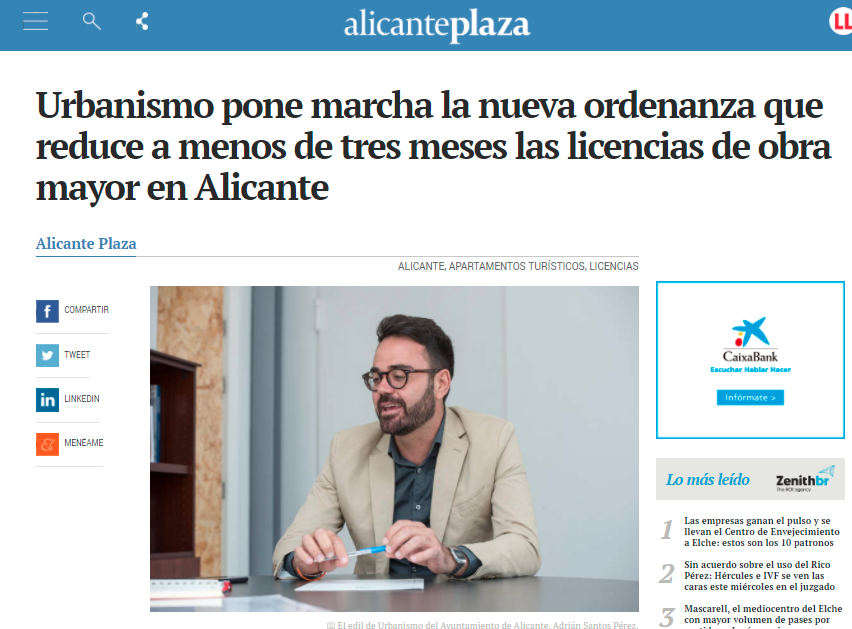 Urbanismo pone marcha la nueva ordenanza que reduce a menos de tres meses las licencias de obra mayor en Alicante